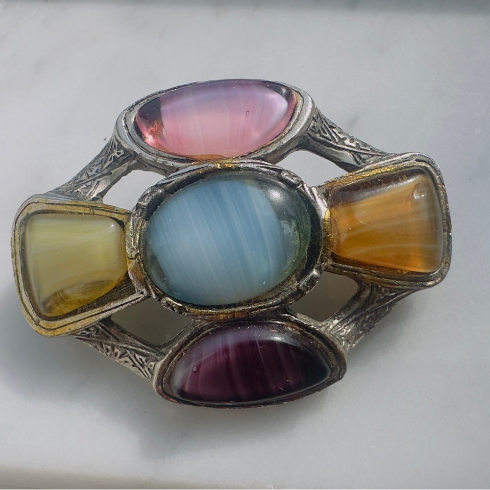 Vintage Multicolor Stone Brooch